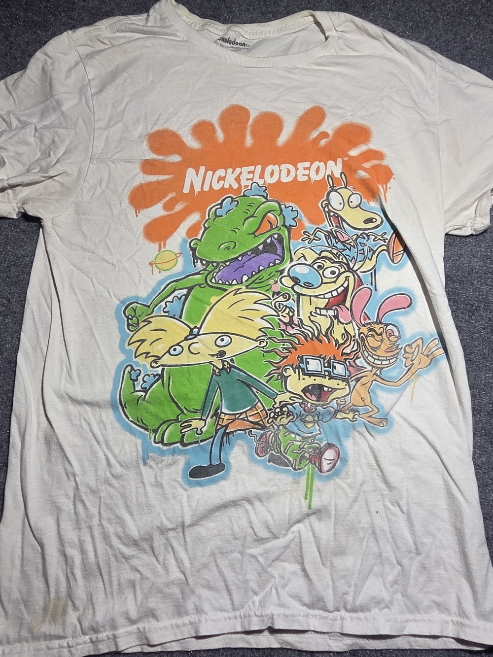 Vintage Style 90s Nickelodeon Graphic T-Shirt White Size M - Rugrats Hey Arnold